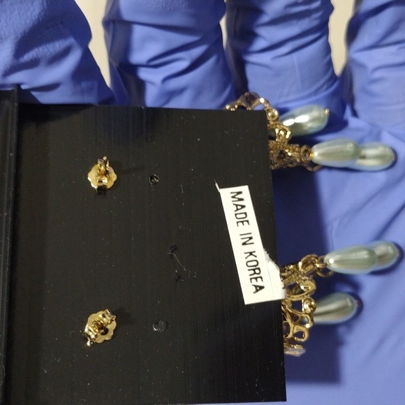 Women's Gold-tone Filigree Cone Shape Design Beaded Drop Dangle Earrings, #5 - Picture 5 of 6